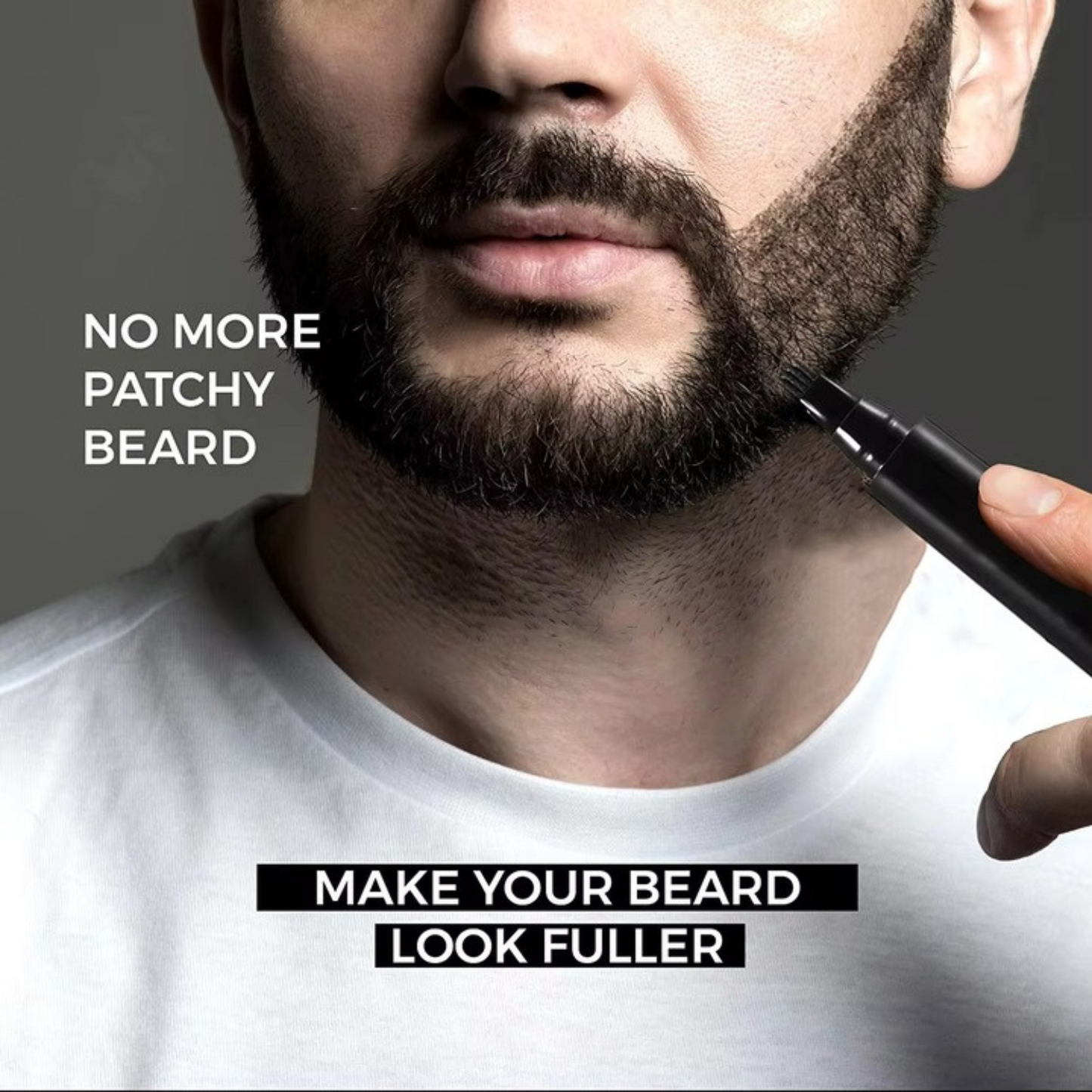 Set 2 bucati, vopsit barba, creion si perie, FITUNIVERSAL®, Beard Pen, Umplere rapida, Persistenta 24 H, Negru