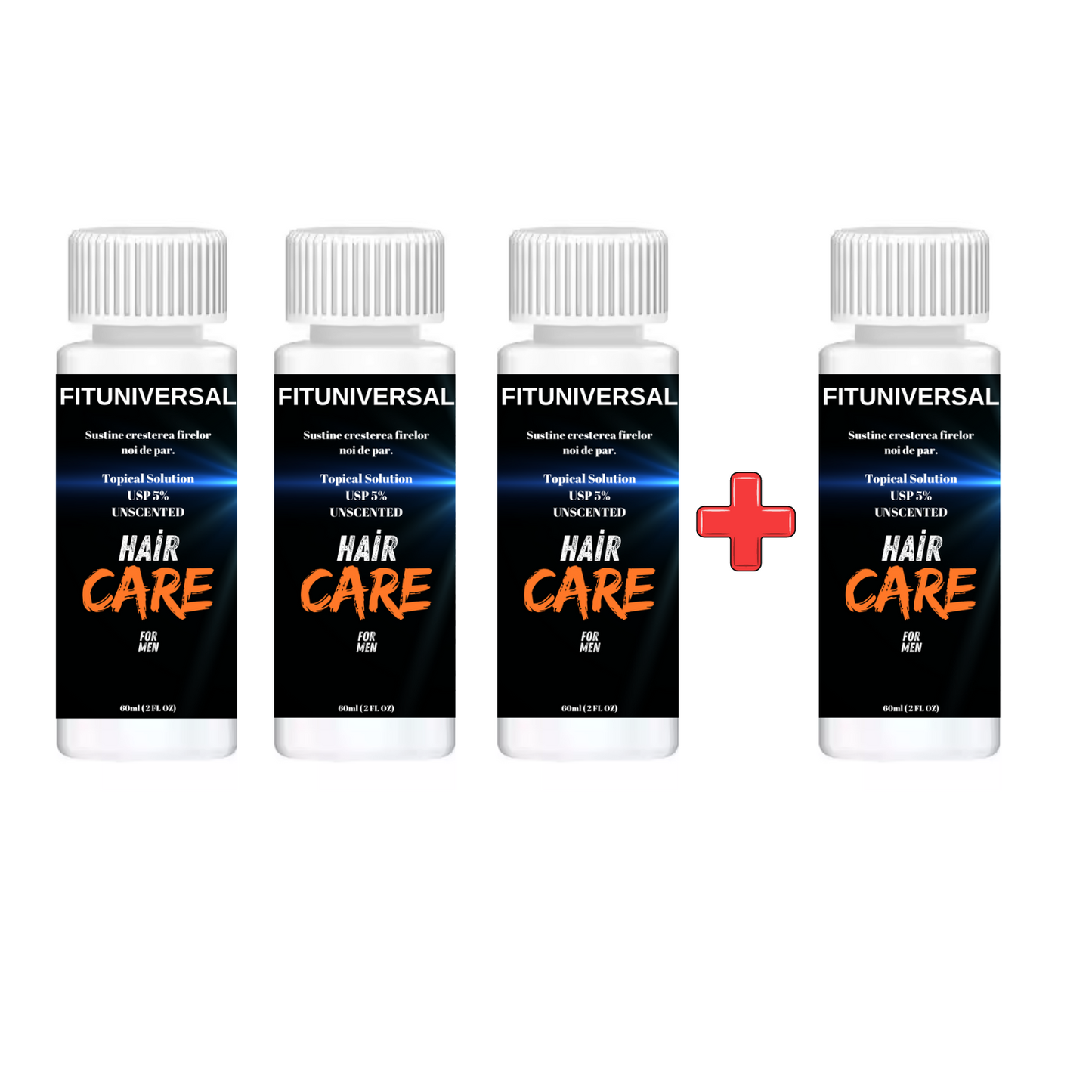 Set Minoxidil 2+1 GRATUIT tratament crestere si regenerare fire de par FITUNIVERSAL Minoxidil 5%, pentru 3 luni